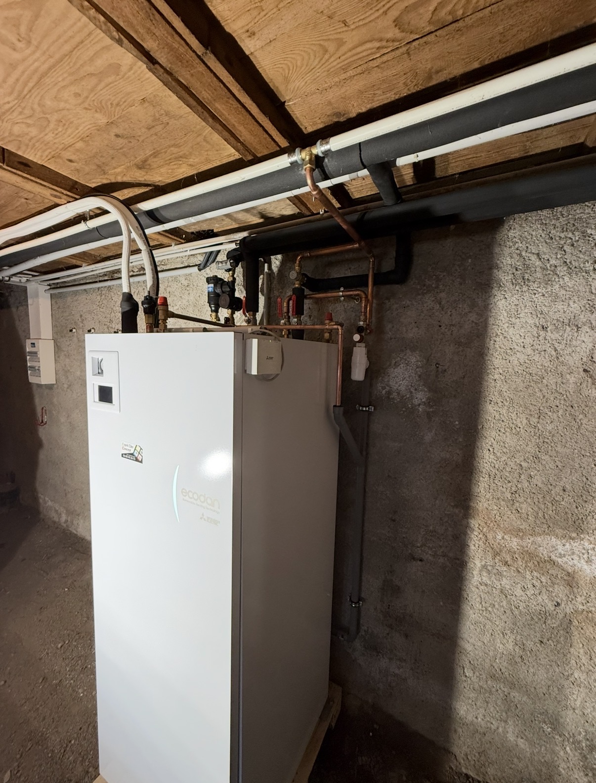 Pose Pompe à Chaleur Air/Eau Duo Mitsubishi sur Plancher Chauffant + la production d&rsquo;eau chaude à Gunsbach Proche Munster